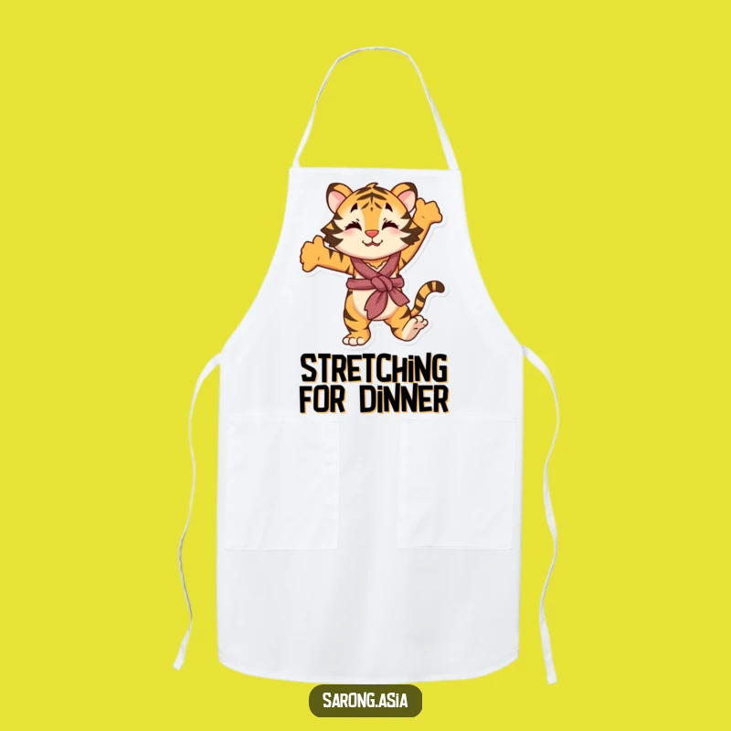 Funny Stretching Tiger Apron, Playful Kitchen Wear, Hilarious Cooking Gift