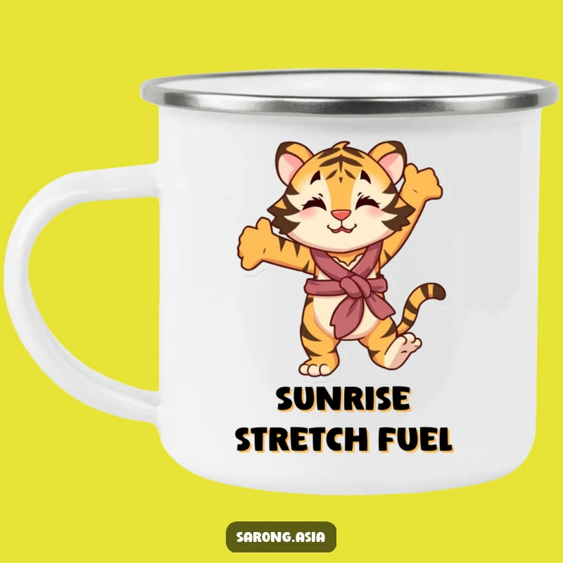 Funny Stretching Tiger Camping Mug, Durable Outdoor Cup, Hilarious Travel Gift