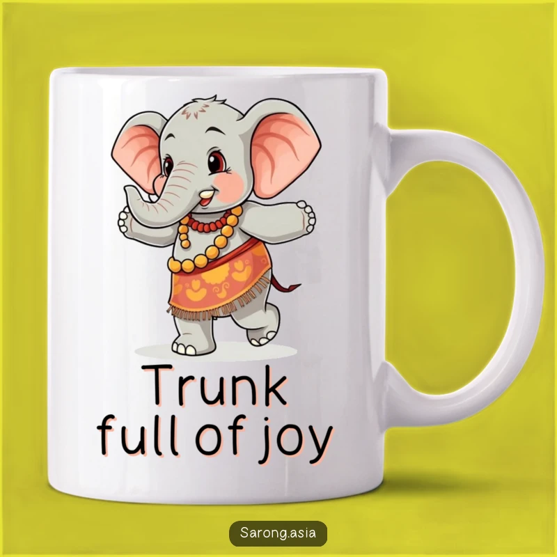Funny Dancing Elephant Mug, Happy Sarong Wearer, Joyful Gift Idea