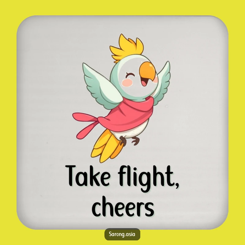 Funny Flying Parrot Coaster Set, Protect Surfaces with Tropical Humor, Hilarious Gift