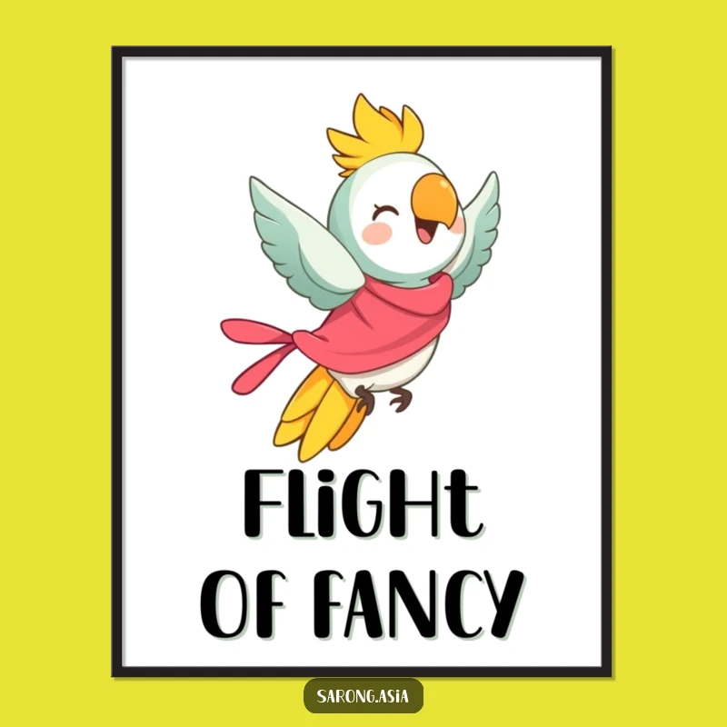 Free Printable Flying Parrot Wall Art - Cheerful Sarong Bird Downloadable Decor