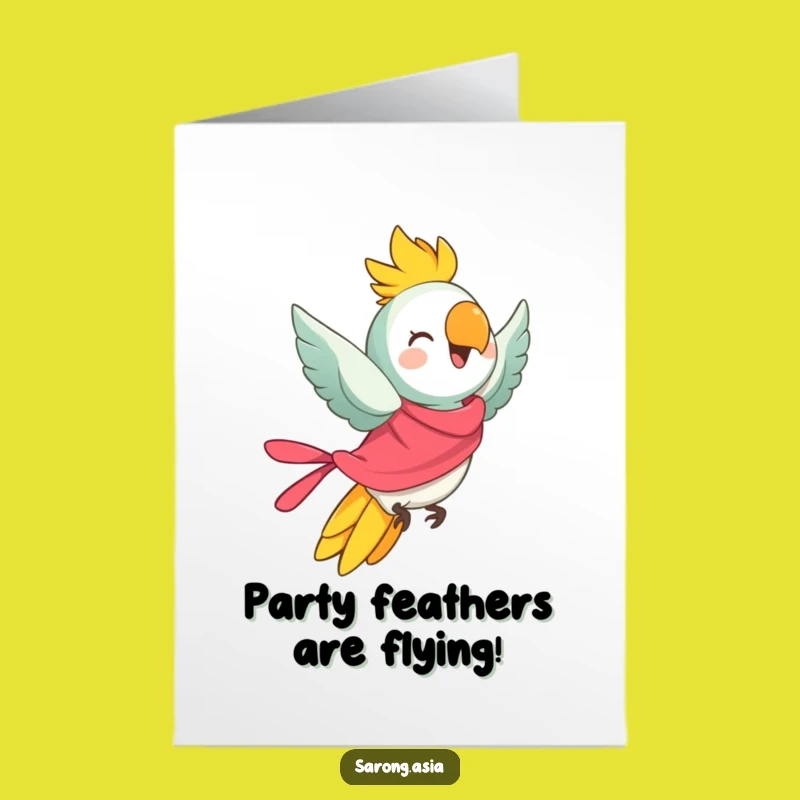 Free Printable Flying Parrot Birthday Card - Cheerful Sarong Bird Downloadable Gift