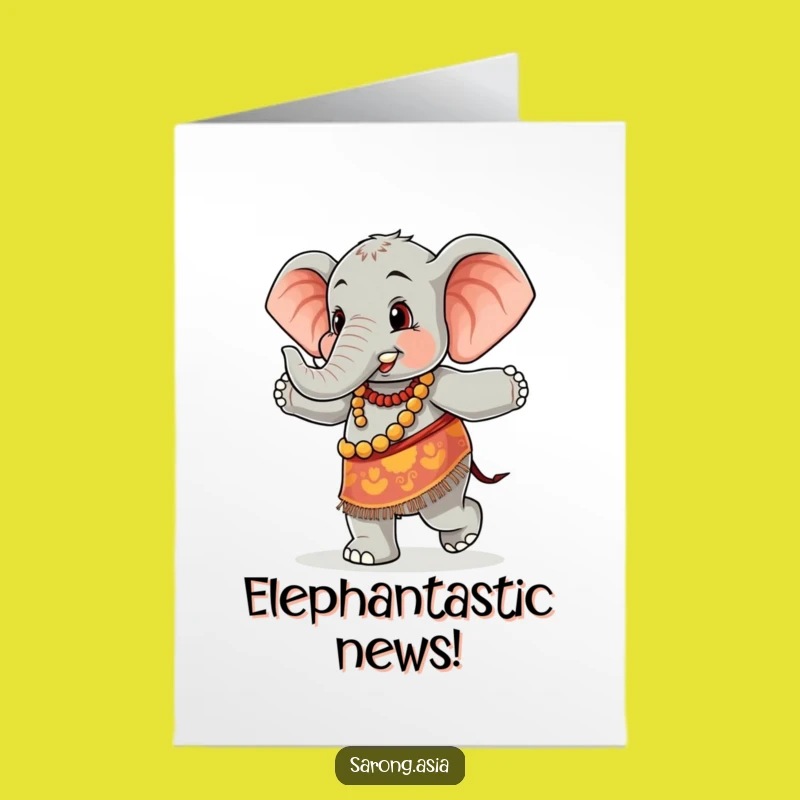 Free Printable Dancing Elephant Congrats Card - Fun Sarong Animal Downloadable Gift