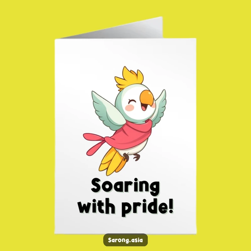 Free Printable Flying Parrot Congrats Card - Cheerful Sarong Bird Downloadable Gift