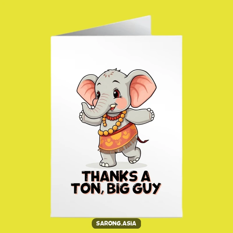 Free Printable Dancing Elephant Thank You Card - Fun Sarong Animal Downloadable Gift